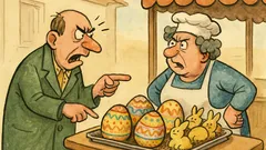 Виц: На пазара за великденски сладки...