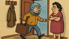 Виц: Мъж събира багажа и тряска вратата