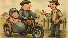 Виц: Селянин кара прасе с каска