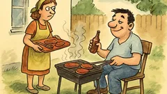 Виц: Истински мъж край скарата...