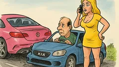 Виц: Мъж с Kia удря розов Mercedes