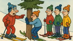 Виц: Ски инструкторът казва: „Помнете, момчета…“