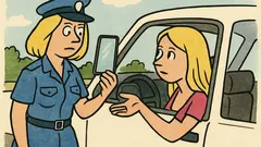 Виц: Блондинка полицайка спира блондинка шофьорка