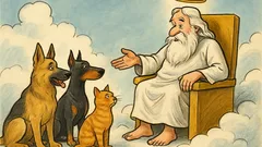 Виц: Немска овчарка, доберман и котка в рая