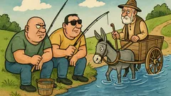 Виц: Две мутри ловят риба край реката