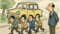 Виц: Един човек гледа как носят трабантче