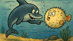 Виц: Делфин провокира риба балон за топка