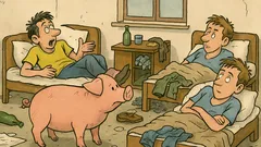 Виц: Студенти лежат и искат прасе