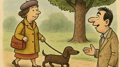 Виц: Жена разхожда дакела си в парка