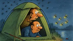 Виц: Двама рибари се скриват в палатка