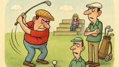 Виц: Голфър замахва, но не улучва топката