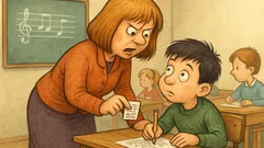 Виц: Учителка хваща Иванчо на тест