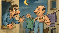 Виц: Гледам комшията в 4:00 да простира