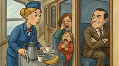 Виц: Стюардеса във влака носи банан