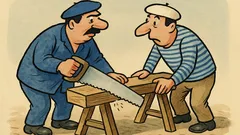 Виц: Двама френски работници режат греда...