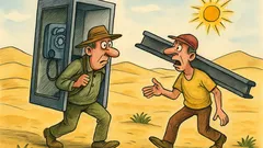 Виц: Вървял човек през пустинята с релса