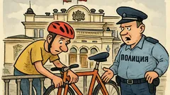 Виц: Велосипедист спира пред парламента…