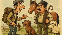 Виц: Един човек среща овчар на полето