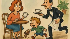 Виц: Детето разля кафето, келнерът пита...