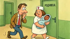 Виц: Млад баща чака пред родилното