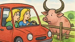 Виц: Две блондинки в кола край селото