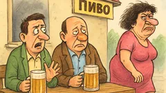 Виц: Пият си двама бира пред заведението