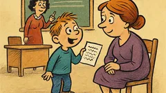 Виц: Мамо, учителката по български ме похвали!