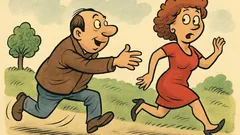 Виц: Един мъж гони една жена...