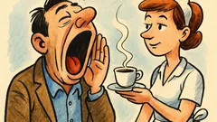 Виц: Прозявката е безмълвен вик за кафе