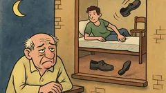 Виц: Студентът хвърля обувки над професора