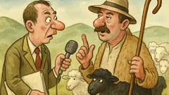 Виц: Журналист интервюира овчар