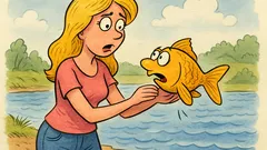 Виц: Блондинка хваща златната рибка…