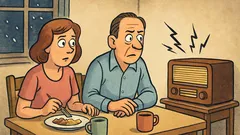 Виц: Американско семейство вечеря и слуша радио