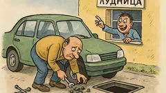 Виц: Човек пука гума пред лудницата...