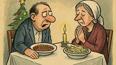 Виц: Бъдни вечер с боб и зеле?